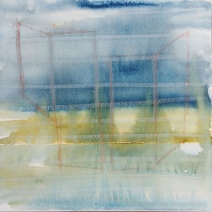 Seehaus Gouache mit Ölpastellkreide 30x30cm Christiane Herold 2014